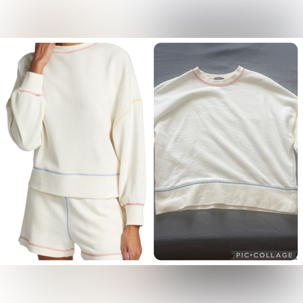 Rails Alice Cream Rainbow Stitched Sweatshirt Cropped Sporty Boxy Fit Size XS